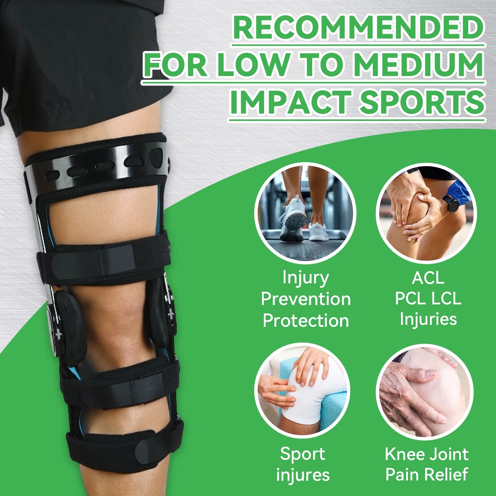 Functional ACL Knee Brace with Dual Hinges, Medial & Lateral Collateral Ligament Support for Injury Prevention & Recovery
