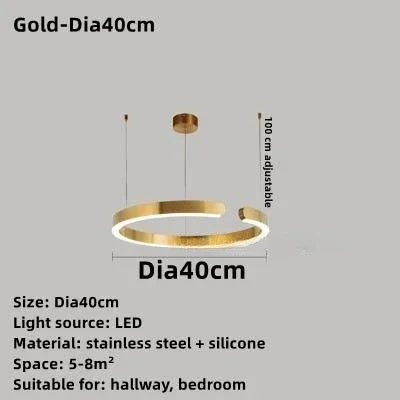 Modern Minimalist Stainless Steel C-Type LED Chandelier Pendant Lamp for Restaurant & Kitchen