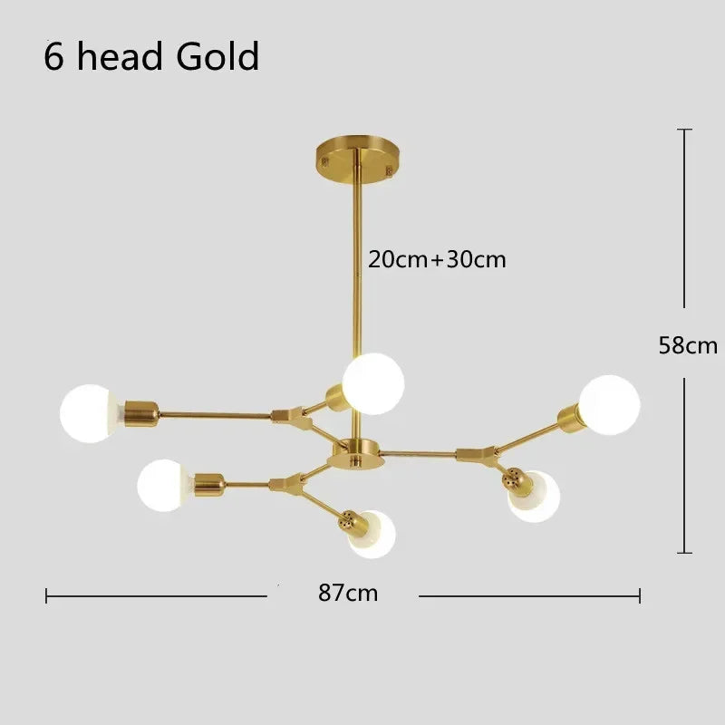 Modern Magic Bean Molecular Branch Chandelier - Electroplated Living Room & Bedroom Lamp
