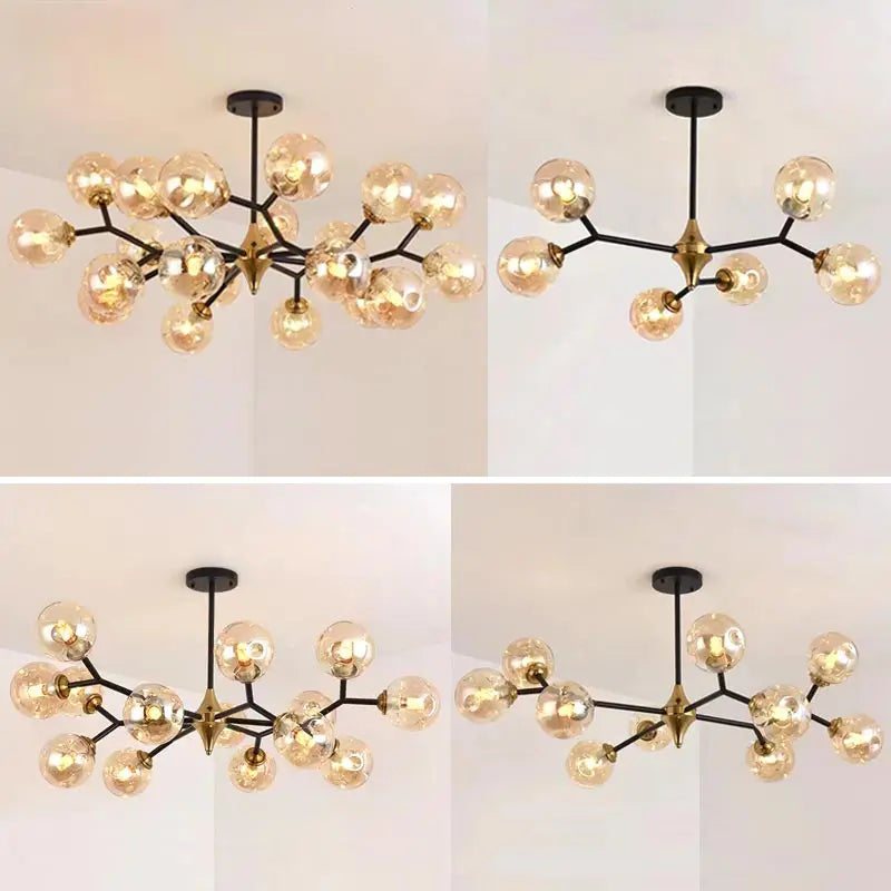 Nordic Glass Ball Modern LED Ceiling Chandelier Pendant Light for Living Room, Bedroom & Kitchen
