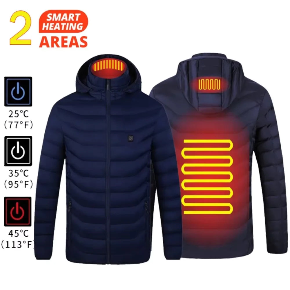 USB Self Heating Jacket for Men and Women Warm Vest Heated Coat Ski Camping Hiking Winter Cotton Clothing