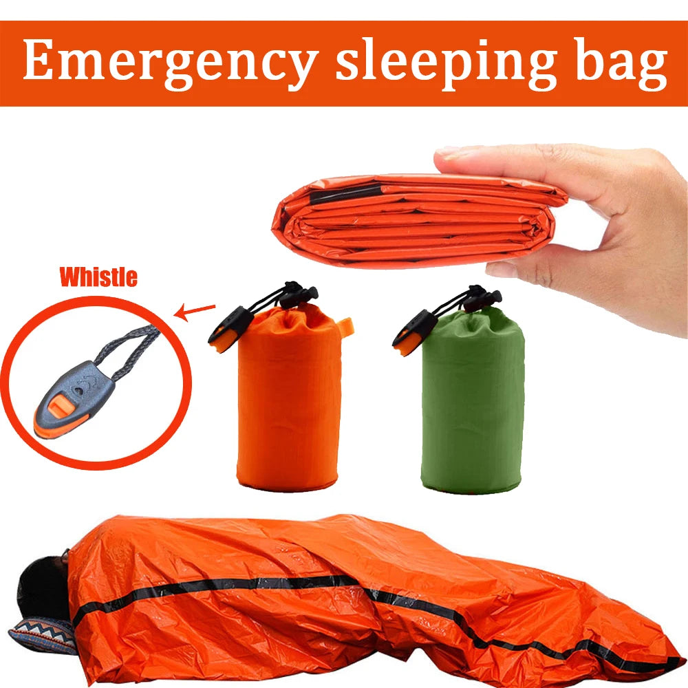 Waterproof Emergency Survival Sleeping Bag - Thermal Mylar Blanket for Outdoor Camping Gear and First Aid Rescue Kit