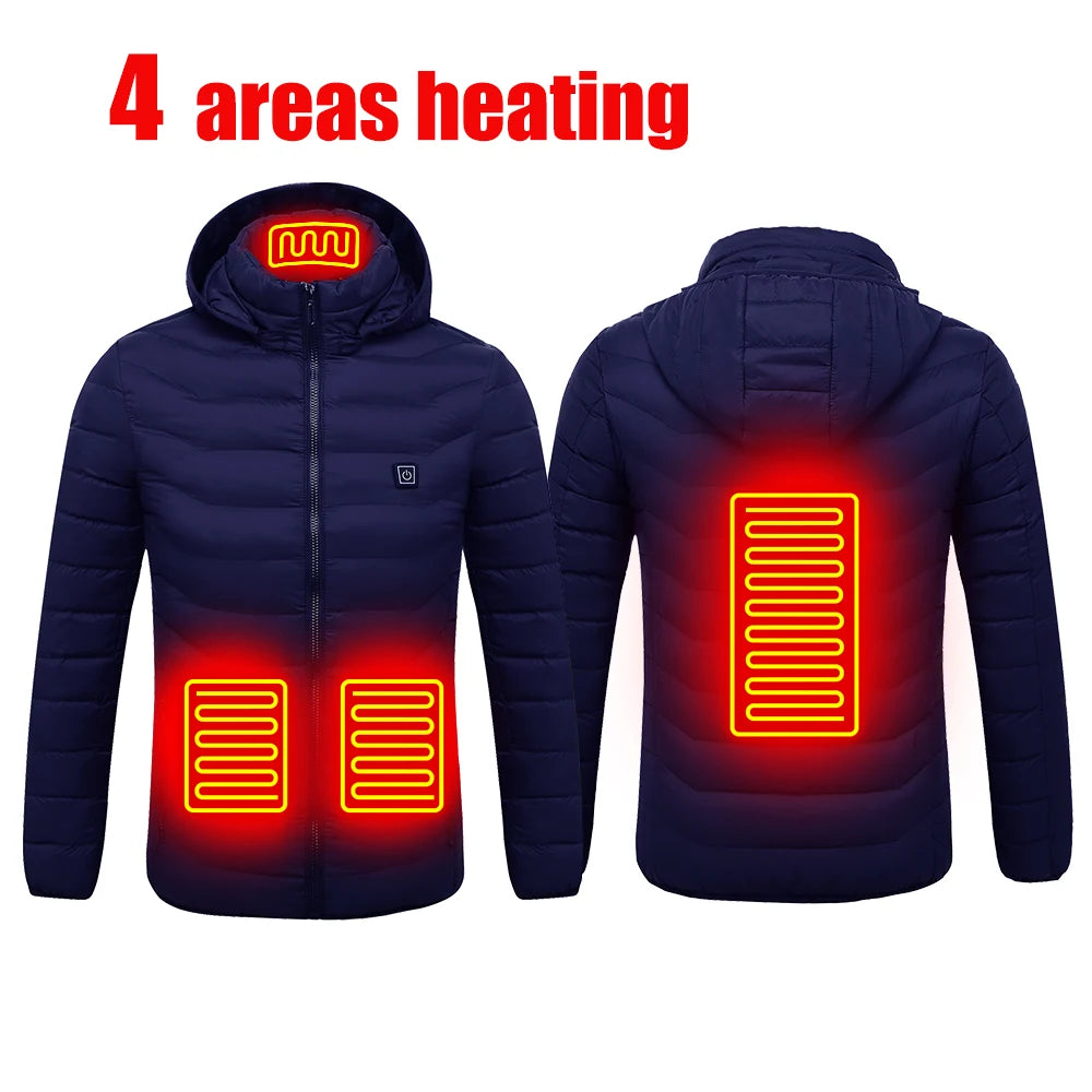 Men's Heating Jacket 21-Zone Four-Switch Control USB Electric Heated Coat Self-Heating Vest Thermal Warm Winter Coat