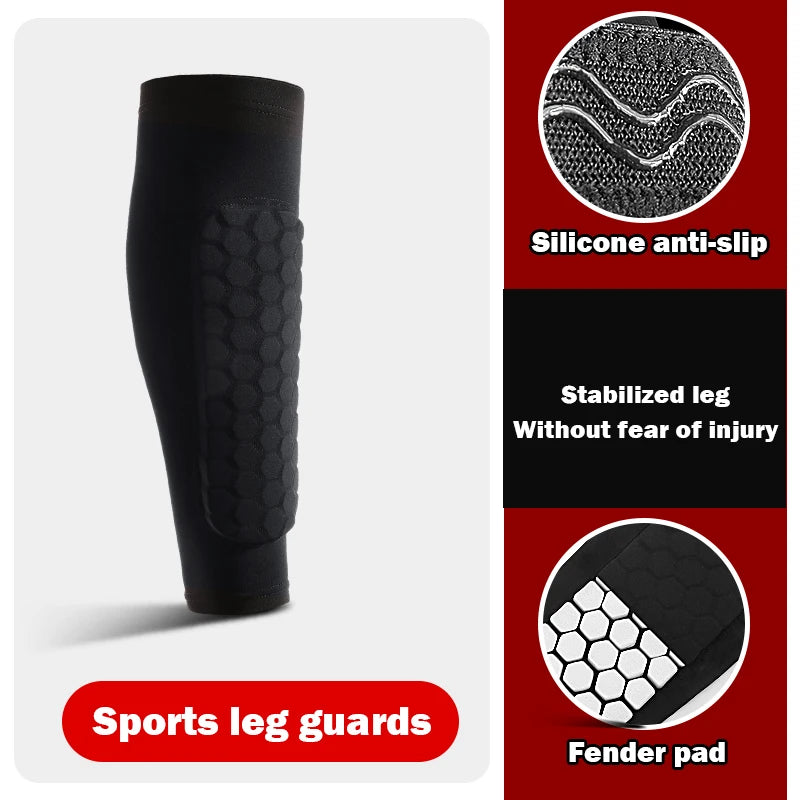 Football Shin Guard Socks Sleeves with Foam, Calf Compression Sleeve, Honeycomb Pads Sports Legging & Soccer Equipment