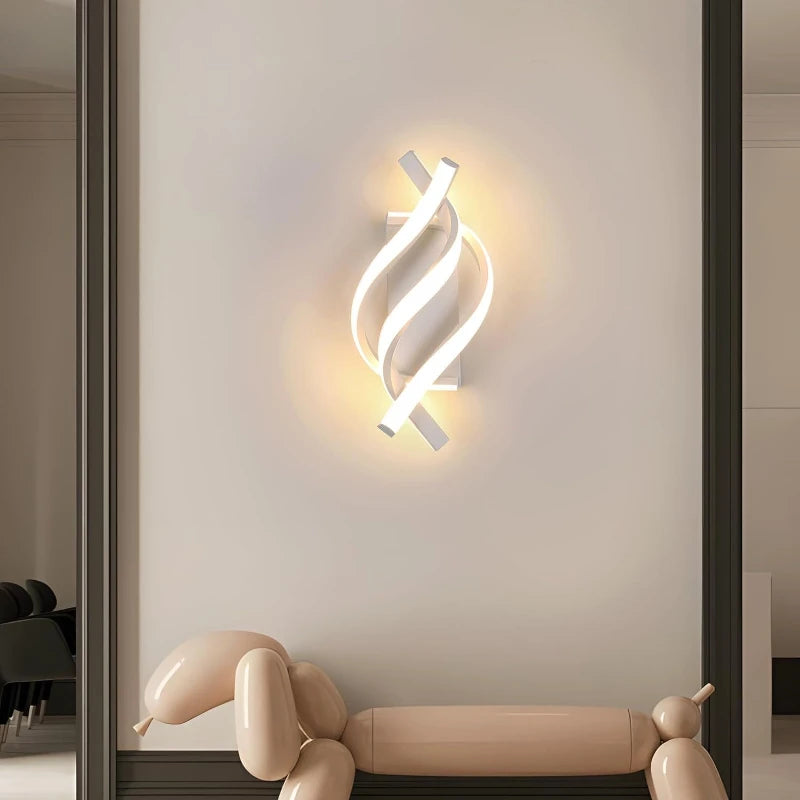 Curved Spiral Design LED Wall Lamp for Bedroom Bedside Corridor Staircase Living Room Home Decor