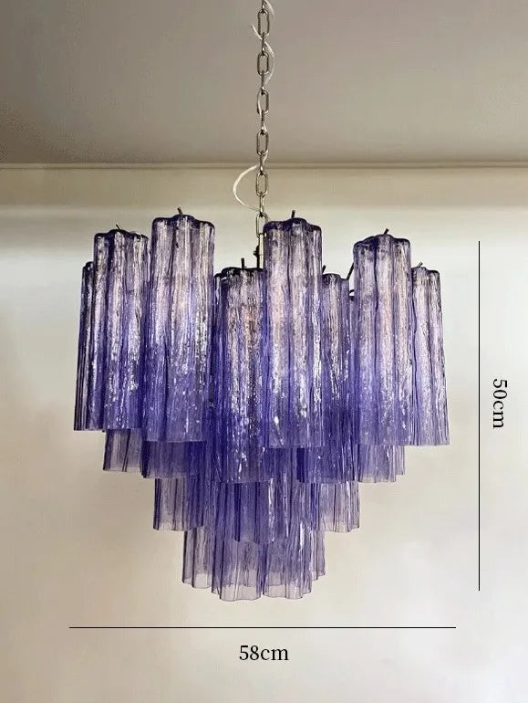 Art Deco Stained Glass Tube Chandelier for Dining Room Kitchen Island Lighting Home Decor Luxury Ceiling Pendant Lamp