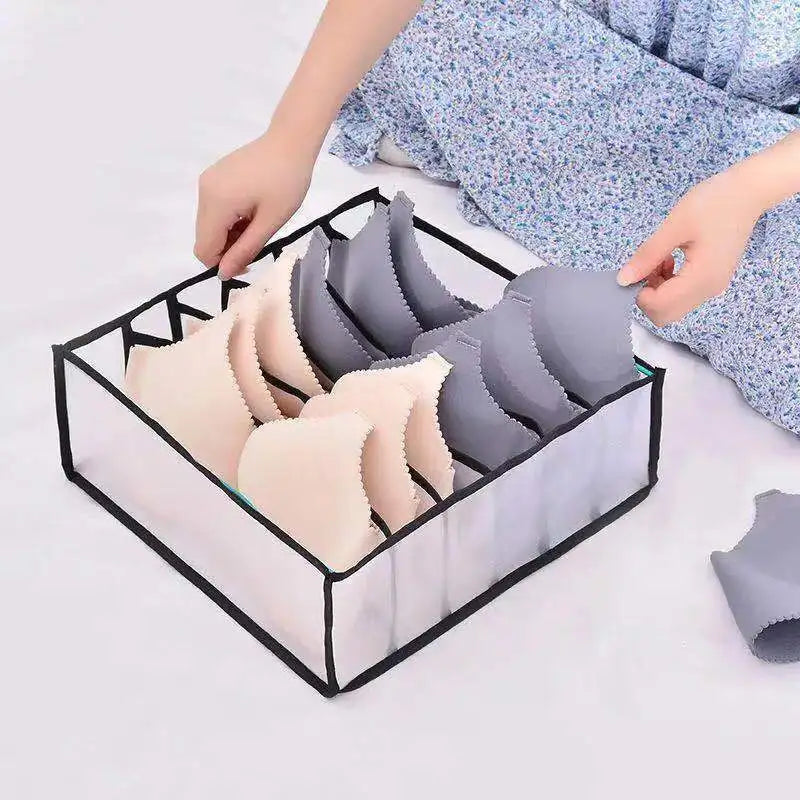 Foldable Underwear and Socks Organizer with Dividers Clothes Storage Box Breathable Mesh Bag for Wardrobe