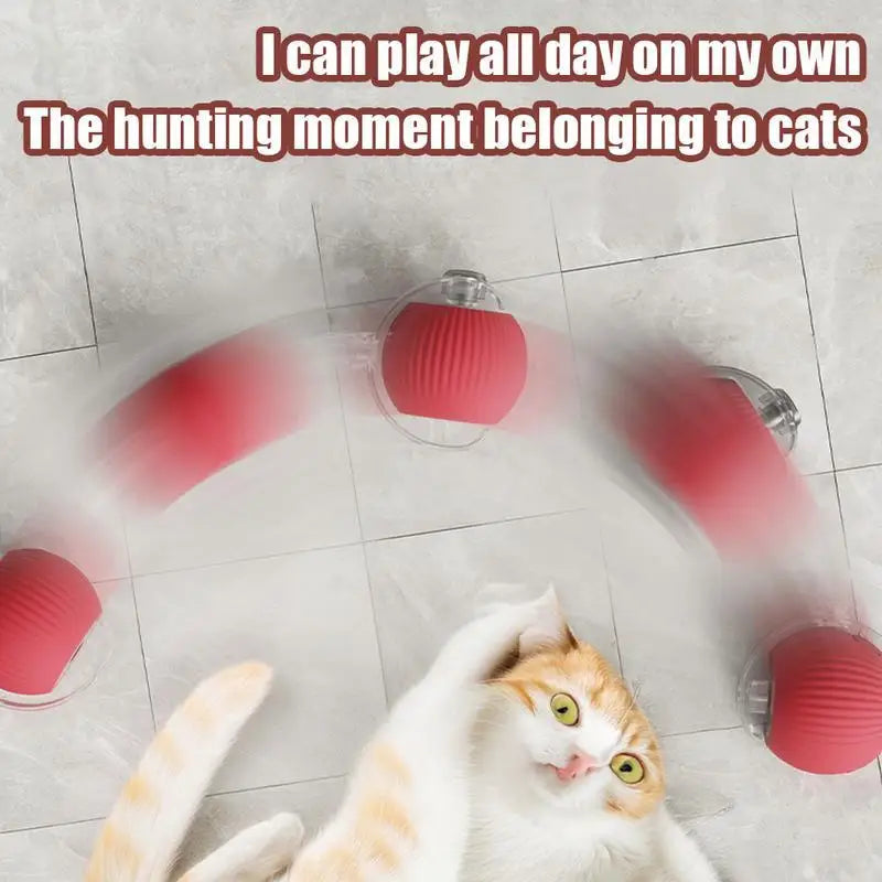 Automatic Interactive Cat Ball Toy, Rechargeable Smart Electric Rolling Ball with Faux Tail Mouse for Dog & Cat Training