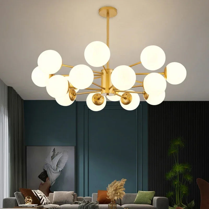 Modern Luxury Nordic Glass LED Chandelier for Living Room, Dining Room, Bedroom & Kitchen
