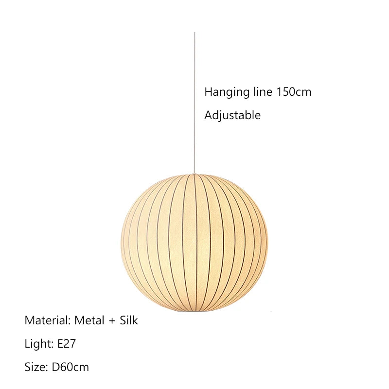 Nordic Minimalist Ball Silk Pendant Chandelier for Living Room, Dining Room, Bar & Bedroom