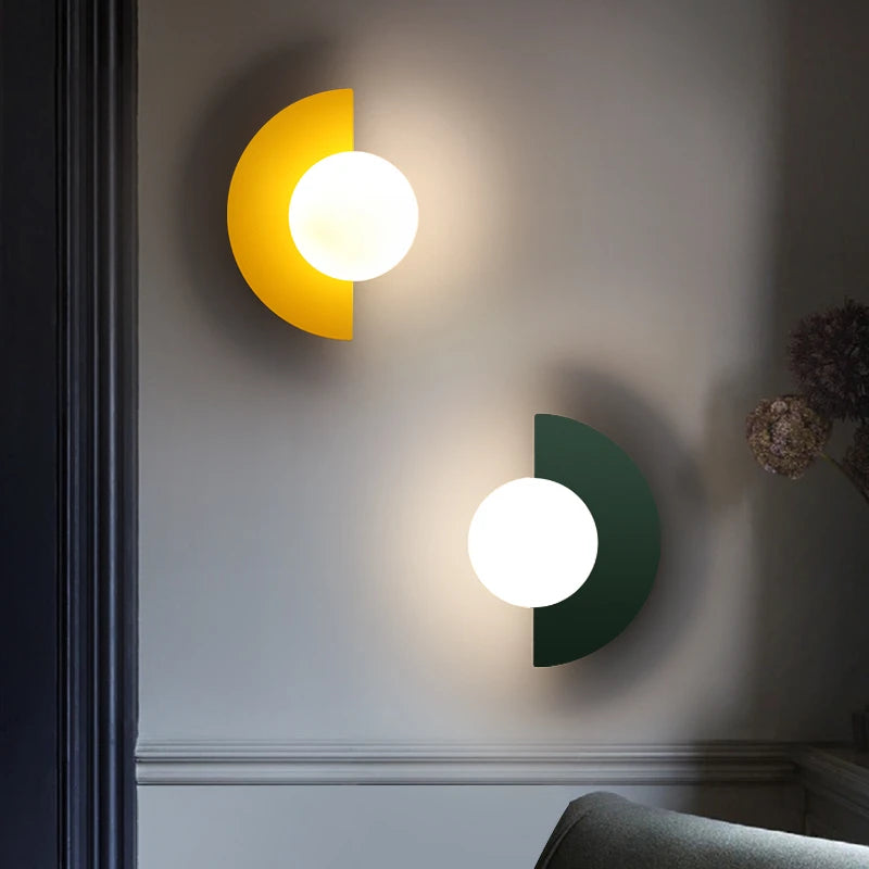 Round Ball Lampshade Wall Sconce Light, LED G9 Bulb for Bedroom Corridor Home Decor Lustre