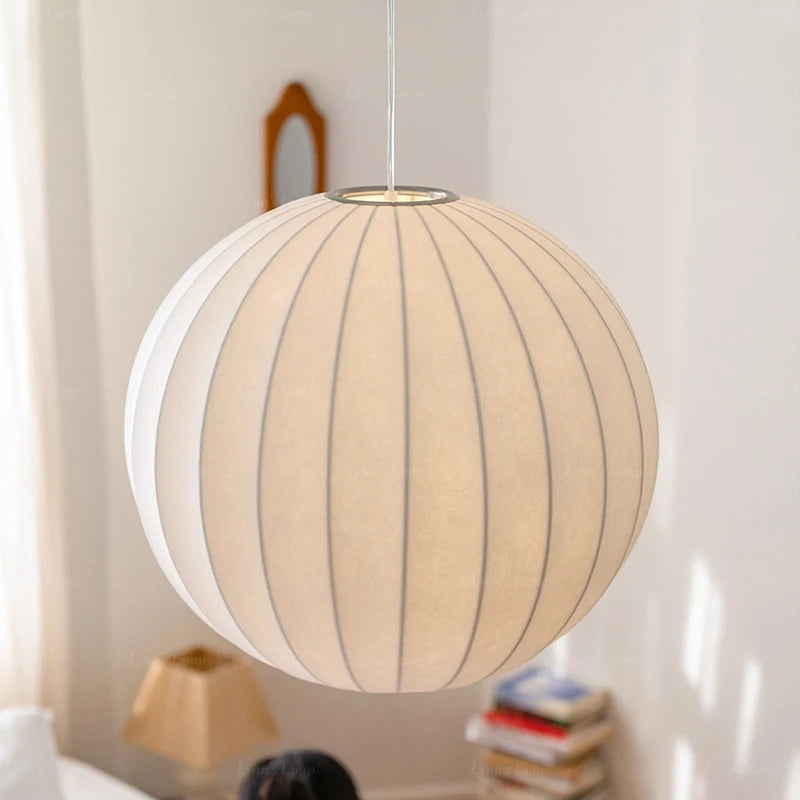 Nordic Minimalist Ball Silk Pendant Chandelier for Living Room, Dining Room, Bar & Bedroom
