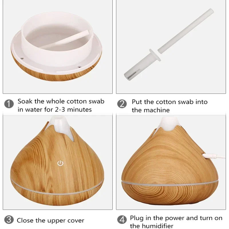 Aromatherapy Essential Oil Diffuser Wood Grain Remote Control Ultrasonic Air Humidifier with 7 Color LED Light