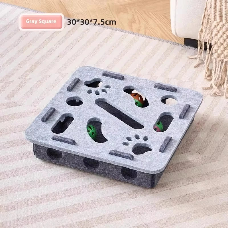 Cat Puzzle Toy, Felt Puzzle Box with Ball, Indoor Exercise & Hunting Toy for Cats