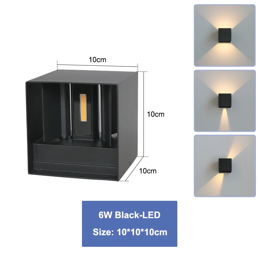 LED Waterproof Wall Lamp in Black, White or Grey for Indoor and Outdoor Lighting Decoration Aluminum Wall Lights