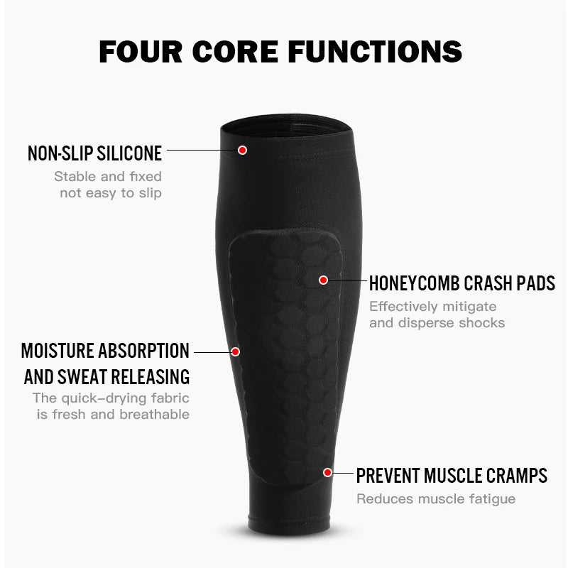 Football Shin Guard Socks Sleeves with Foam, Calf Compression Sleeve, Honeycomb Pads Sports Legging & Soccer Equipment
