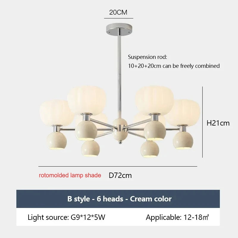 SANDYHA Elegant Modern Pumpkin Chandelier LED Lamp - Stylish Lighting Fixture for Living Room, Bedroom and Home Decor
