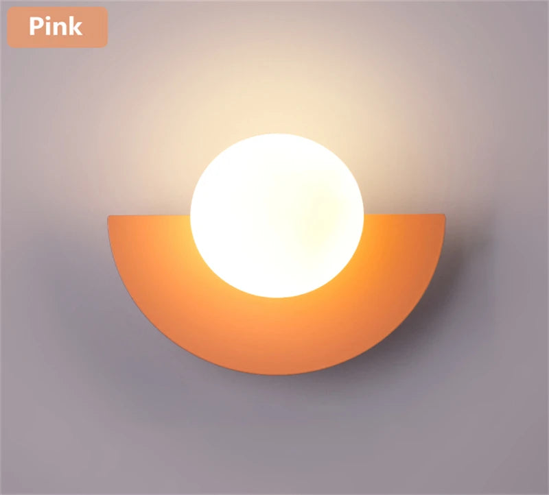 Round Ball Lampshade Wall Sconce Light, LED G9 Bulb for Bedroom Corridor Home Decor Lustre
