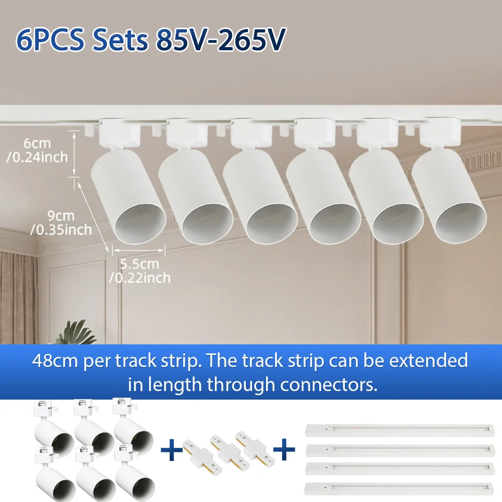 GU10 LED Track Light Full Set, Ceiling Spotlight for Kitchen Living Room & Store Decor