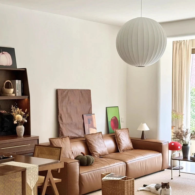 Nordic Minimalist Ball Silk Pendant Chandelier for Living Room, Dining Room, Bar & Bedroom