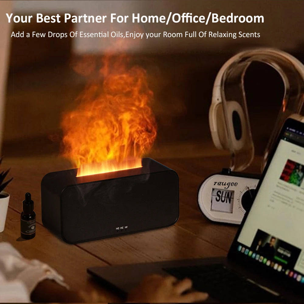 Air Aroma Humidifier Diffuser Essential Oils Mini Flame Automatic Fragrance Diffuser with LED Light