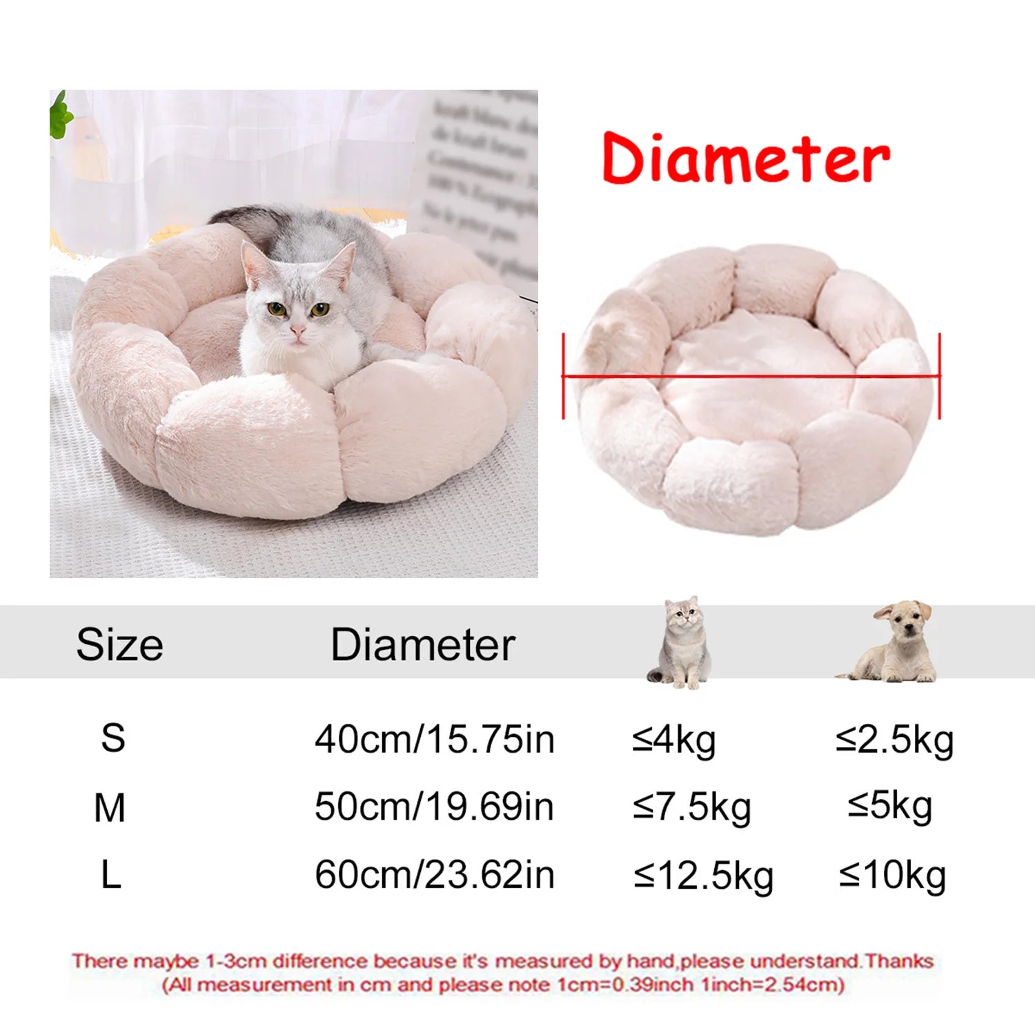 Round Pet Bed for Large Dogs Super Soft Cat Bed Plush Dog House for Medium Dogs Winter Warm Sleeping