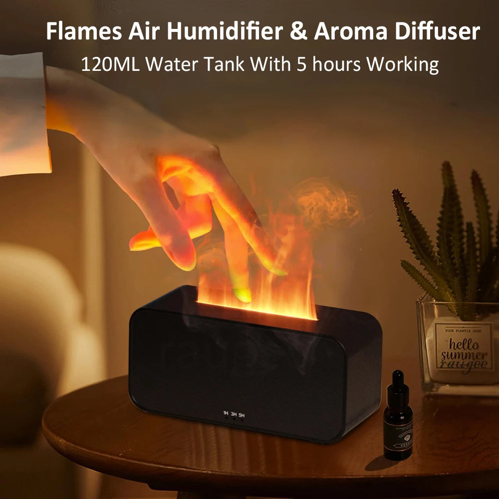 Air Aroma Humidifier Diffuser Essential Oils Mini Flame Automatic Fragrance Diffuser with LED Light