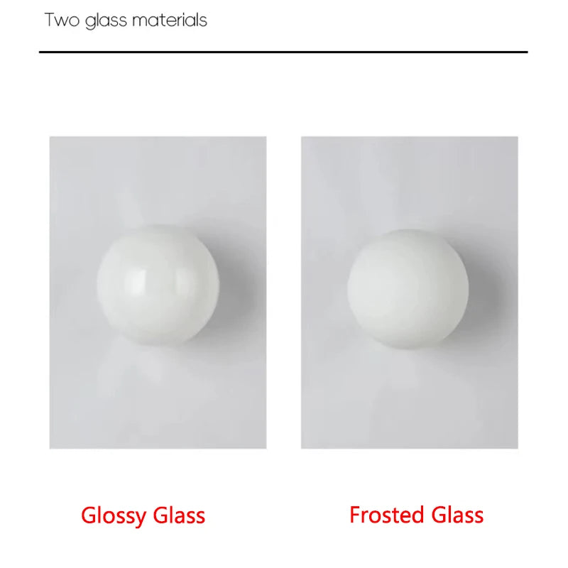 Concealed Base Glass Wall Lamp - French Bauhaus Milky White Round Ball Light for Bedside & Bathroom Mirror