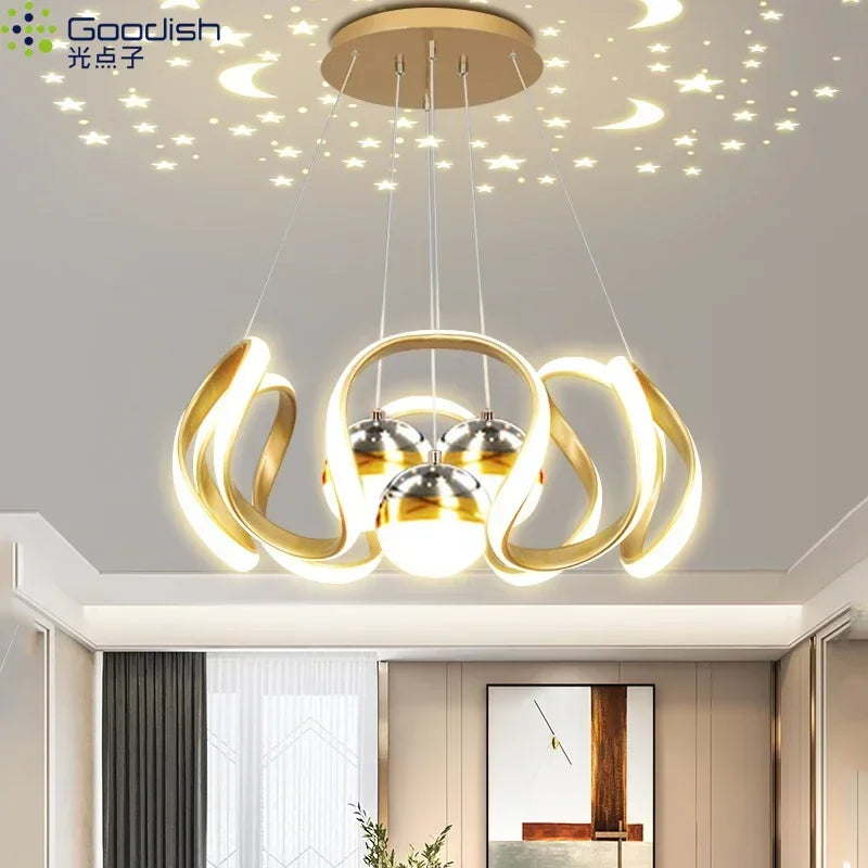 Modern Nordic Minimalist Luxury LED Pendant Chandelier for Living, Dining & Bedroom