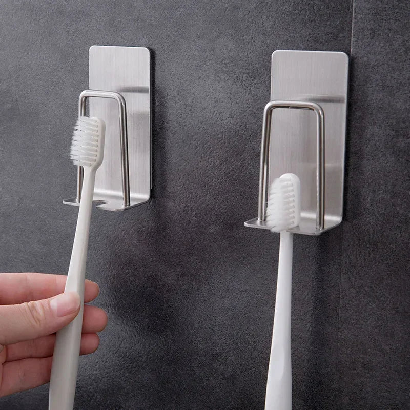 Stainless Steel Toothbrush Holder Shaver Cup Wall Mount Storage Rack Bathroom Accessories Set