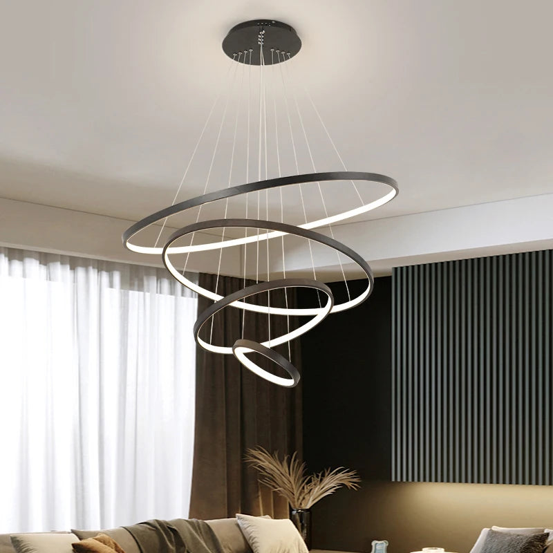 Modern Simple Ring LED Chandelier Pendant Lamp for Dining Room, Living Room & Bedroom