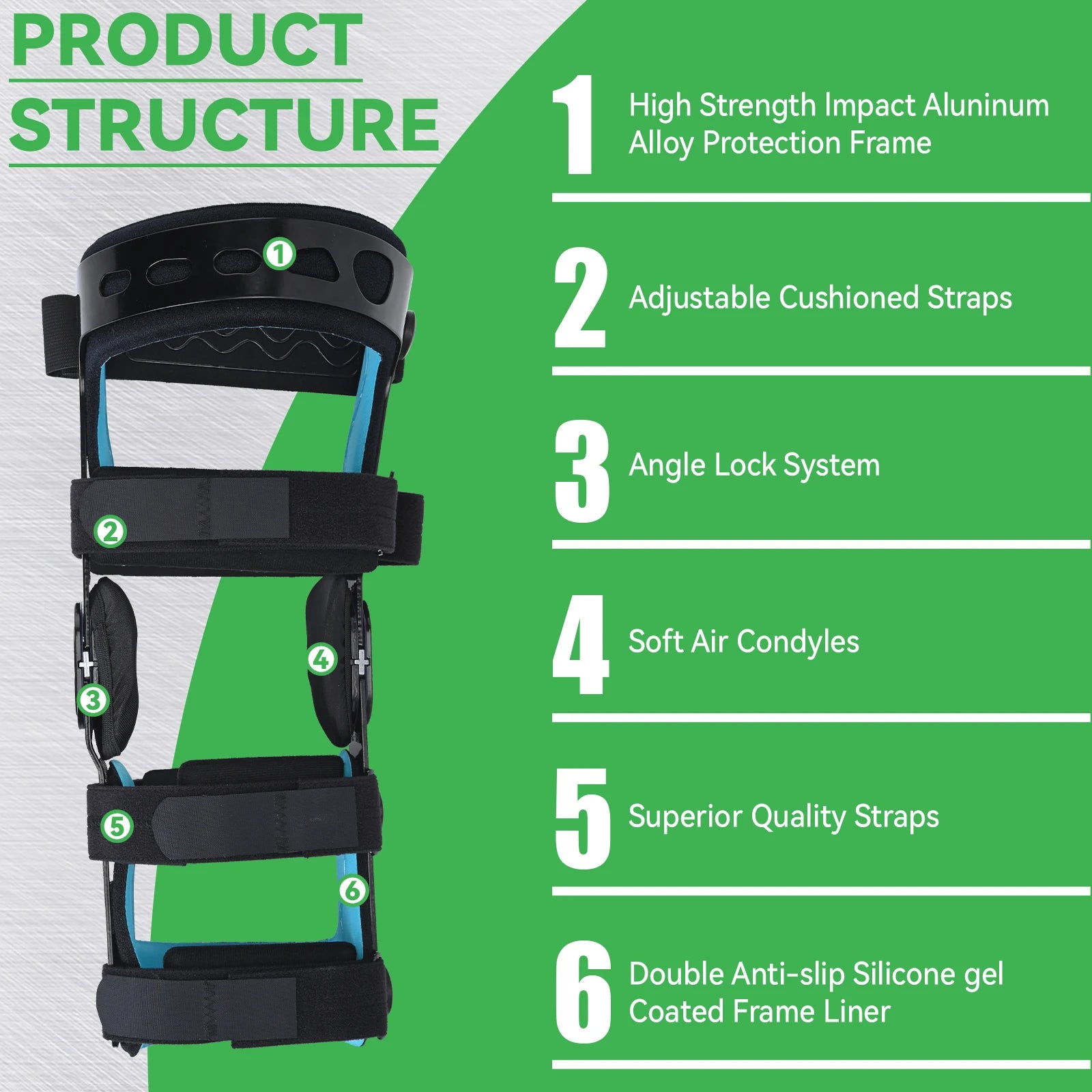 Functional ACL Knee Brace with Dual Hinges, Medial & Lateral Collateral Ligament Support for Injury Prevention & Recovery