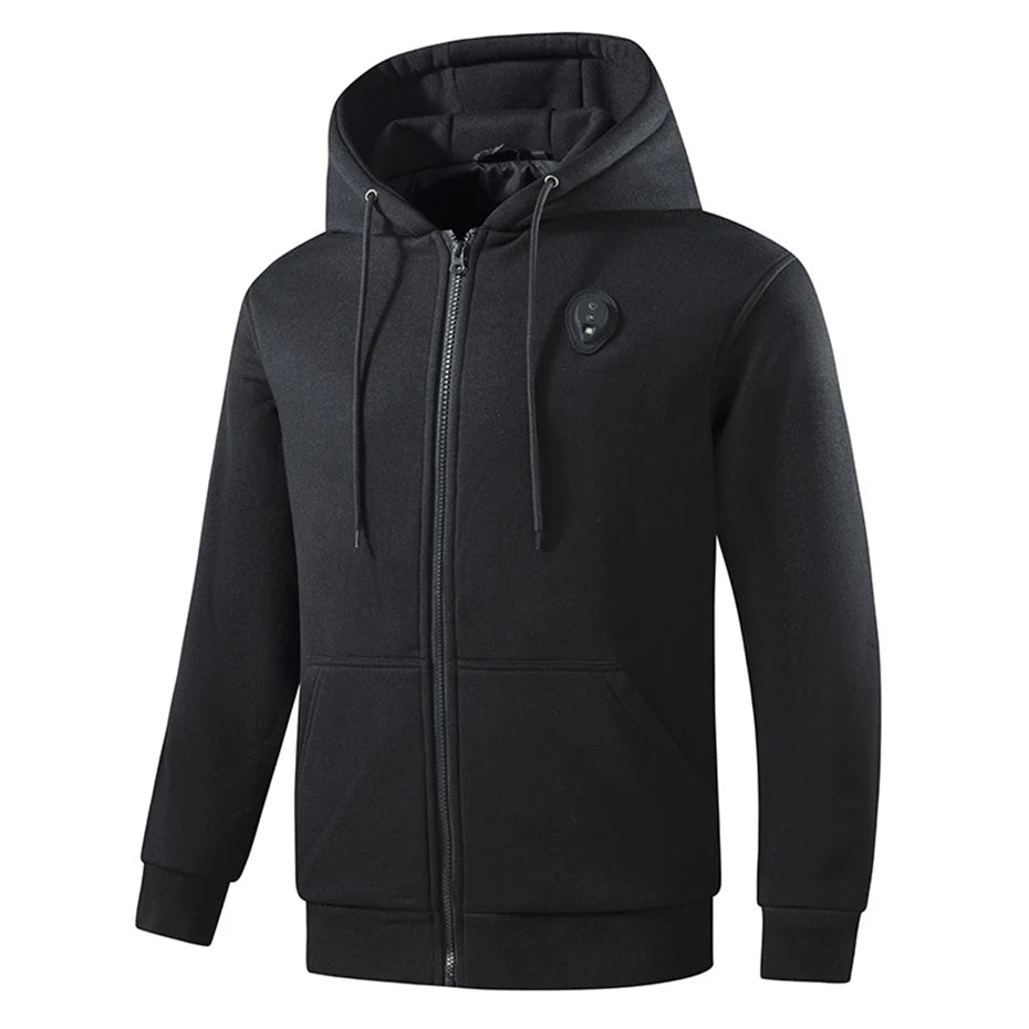 USB Heating Hoodie Jacket for Men - 5-Zone Electric Heated Zippered Hoodie, Big Size up to 5XL for Autumn and Winter