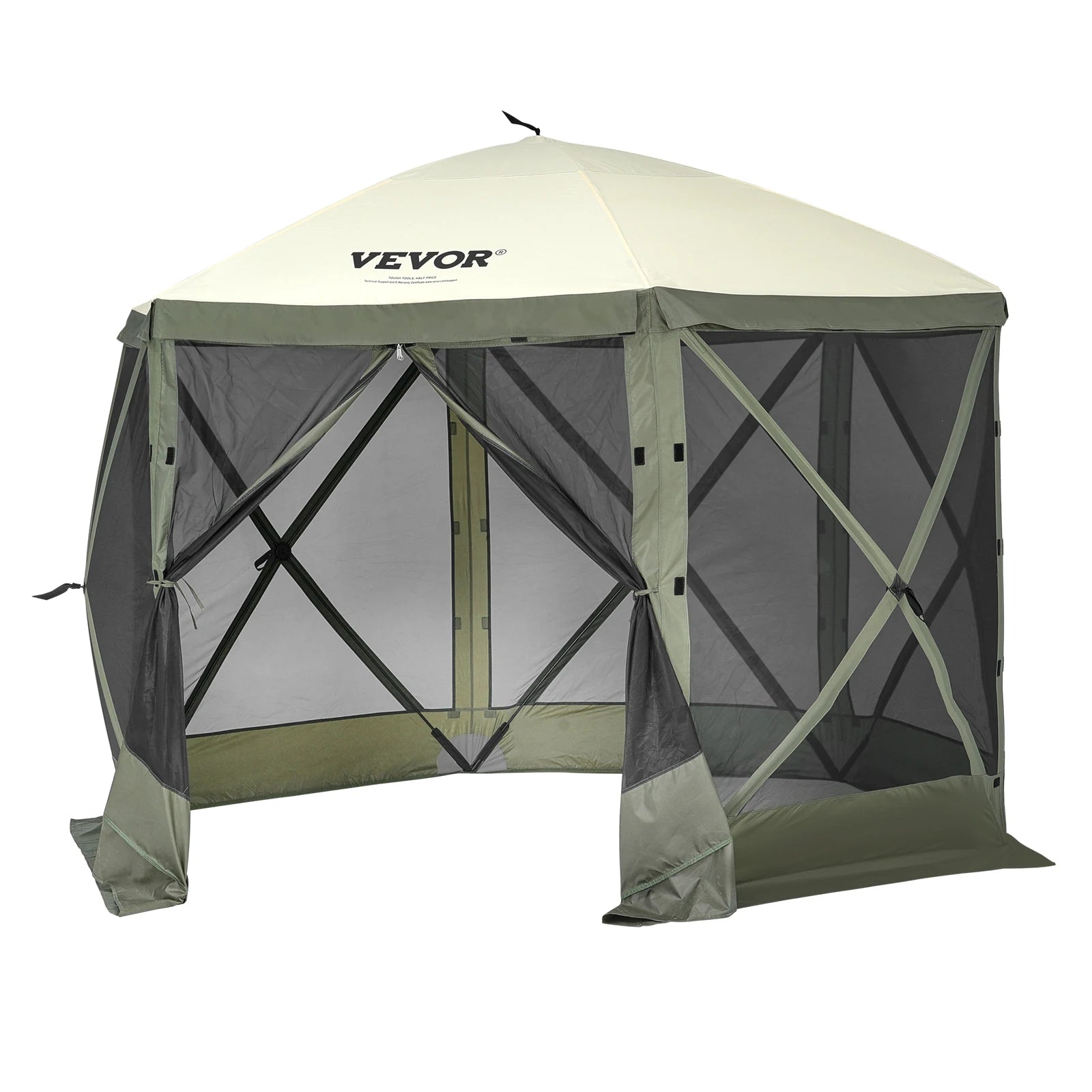 Pop-Up Gazebo Tent - Multi-Sided Screen Canopy Sun Shelter with Removable Privacy Wind Cloths and Mesh Windows