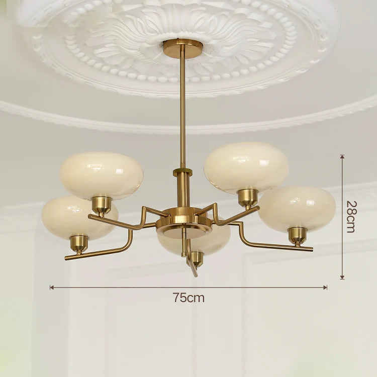 Bauhaus Modern French Designer Chandelier for Bedroom Study Living Room, Northern European Retro Lamp