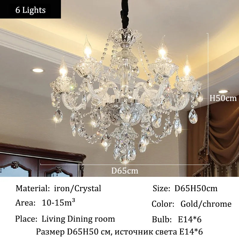 Luxury Home Crystal Chandelier Villa LED Ceiling Pendant Light for Living Room Hanging Fixture Decor