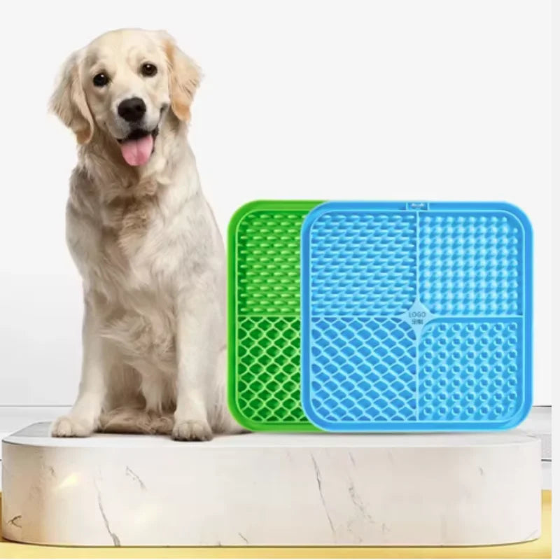 Silicone Lick Mat for Dogs - Slow Feeder Plate with Suction for Bathing Distraction, Dog Training Feeder Supplies