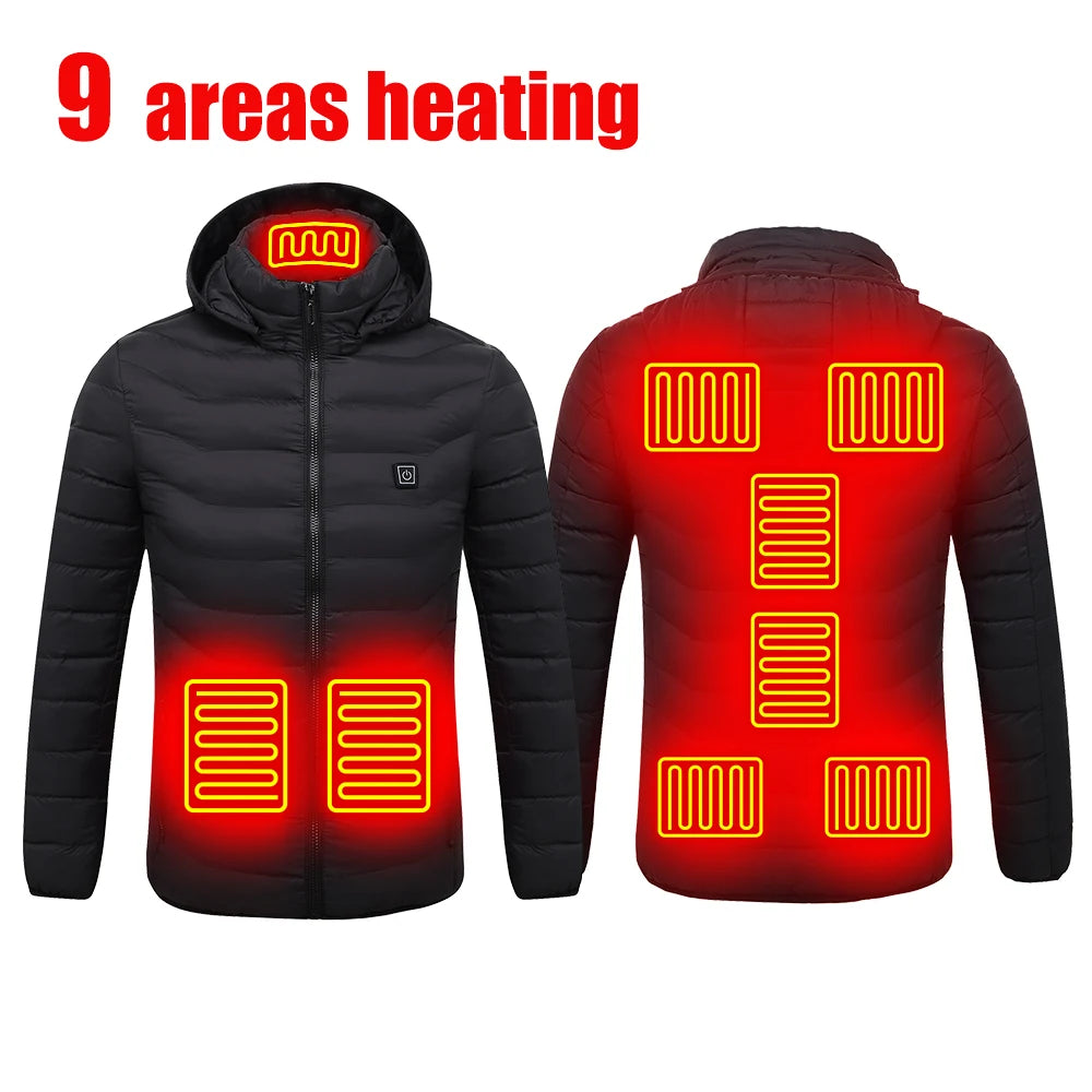 Men's Heating Jacket 21-Zone Four-Switch Control USB Electric Heated Coat Self-Heating Vest Thermal Warm Winter Coat