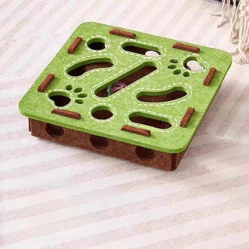 Cat Puzzle Toy, Felt Puzzle Box with Ball, Indoor Exercise & Hunting Toy for Cats