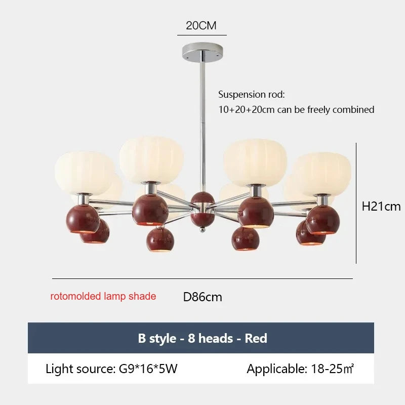SANDYHA Elegant Modern Pumpkin Chandelier LED Lamp - Stylish Lighting Fixture for Living Room, Bedroom and Home Decor
