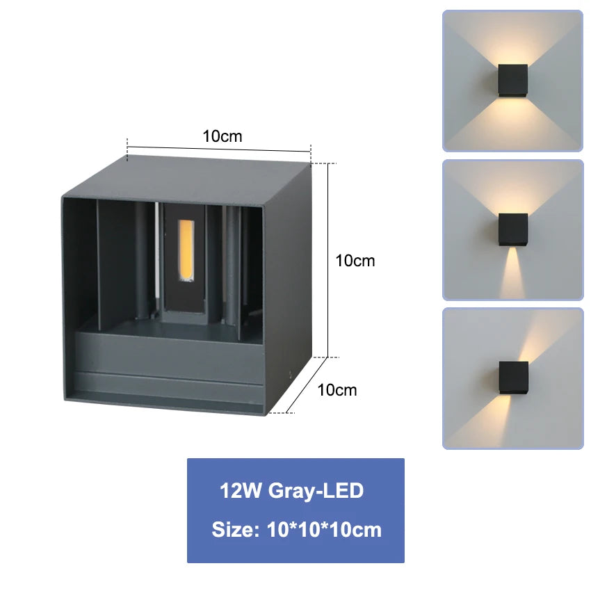 LED Waterproof Wall Lamp in Black, White or Grey for Indoor and Outdoor Lighting Decoration Aluminum Wall Lights