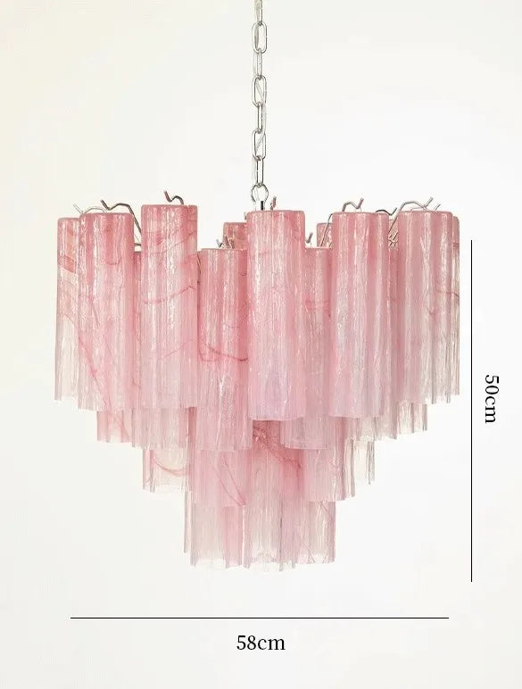 Art Deco Stained Glass Tube Chandelier for Dining Room Kitchen Island Lighting Home Decor Luxury Ceiling Pendant Lamp