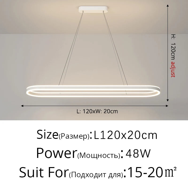 Modern White LED Chandelier Lights - Long Pendant Lamp for Living Room, Dining Room, Bedroom and Hall Decor