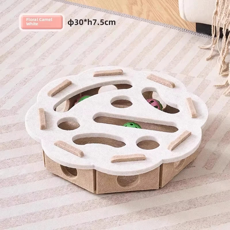 Cat Puzzle Toy, Felt Puzzle Box with Ball, Indoor Exercise & Hunting Toy for Cats