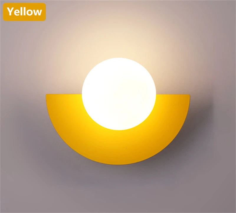 Round Ball Lampshade Wall Sconce Light, LED G9 Bulb for Bedroom Corridor Home Decor Lustre
