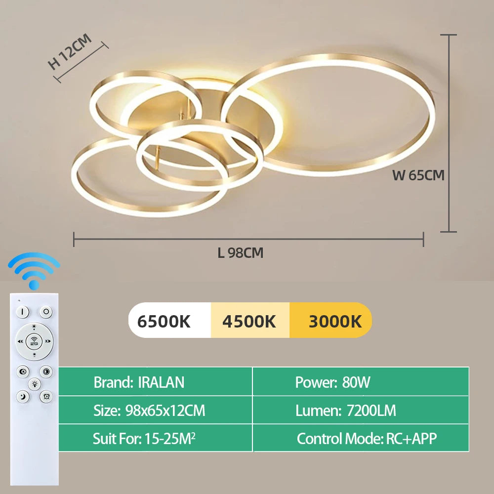Modern Dimmable LED Ceiling Chandelier Lamp for Home, Living Room, Study & Bedroom Decor