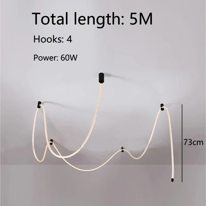 Designer DIY Silicone Chandelier, Art Wrapped Line Lamp for Living Room Dining Room Exhibition Hall Bedroom