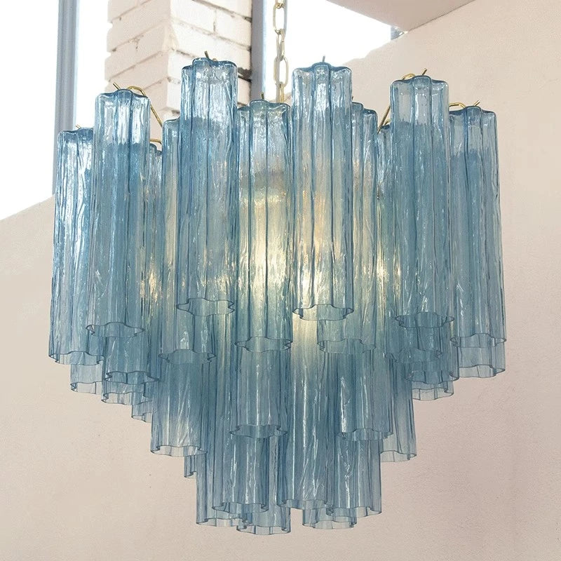 Art Deco Stained Glass Tube Chandelier for Dining Room Kitchen Island Lighting Home Decor Luxury Ceiling Pendant Lamp