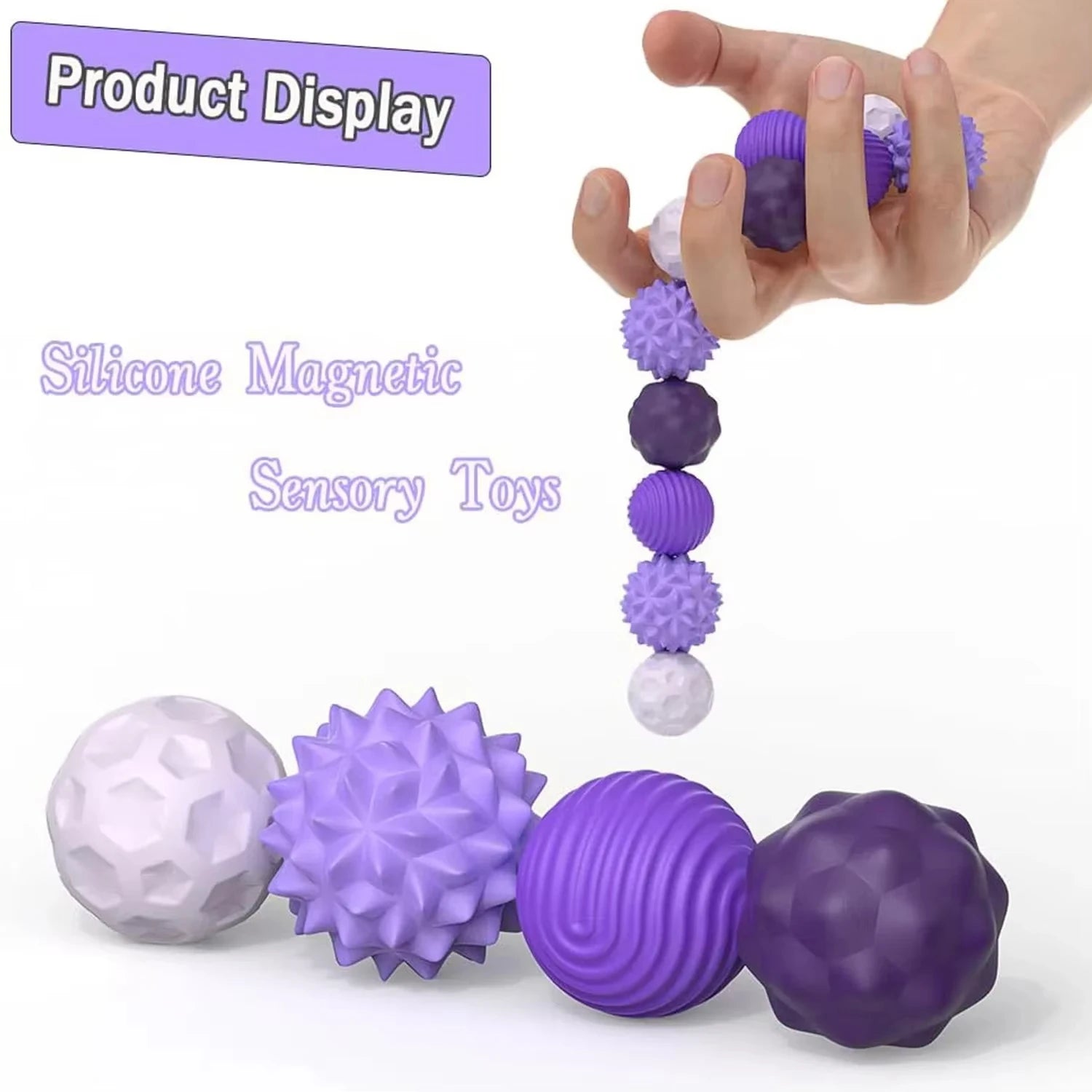 Magnetic Silicone Sensory Worry Balls Autism Calming Fidget Toy for Kids & Adults Anxiety Stress Relief