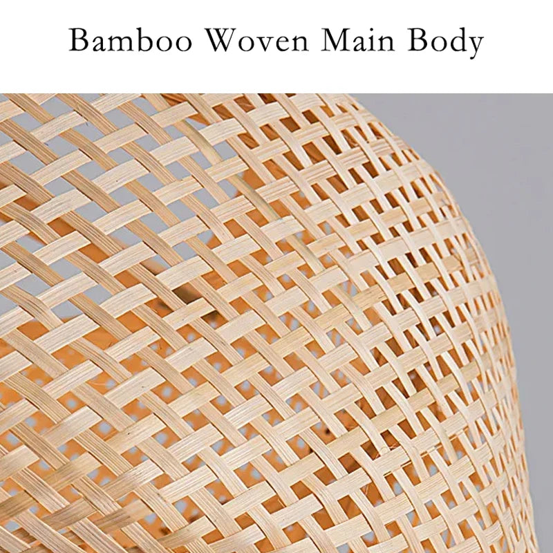 Modern Hand Woven Bamboo Pendant Light Art Chandelier Lantern for Dining Room and Bedroom